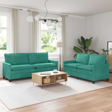 Bankstel 2 st Turquoise Fluweel