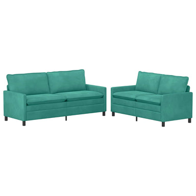 Bankstel 2 st Turquoise Fluweel