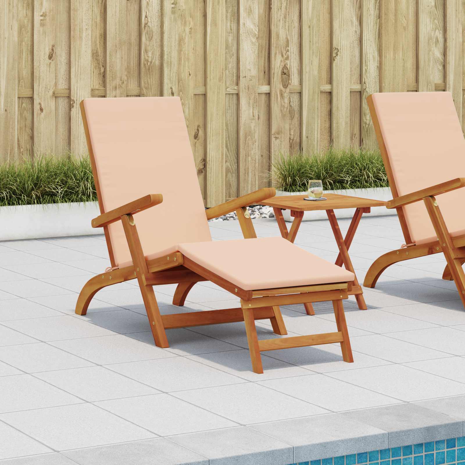 Ligstoelkentingen en opvouwbare zonnebader 2 st Beige