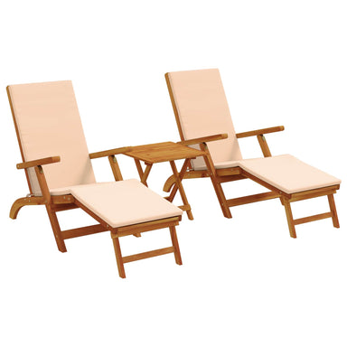 Ligstoelkentingen en opvouwbare zonnebader 3 st Beige