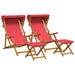Ligstoel 4 pcs 3 Positie massief eucalyptushout Rood