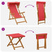 Ligstoel 4 pcs 3 Positie massief eucalyptushout Rood