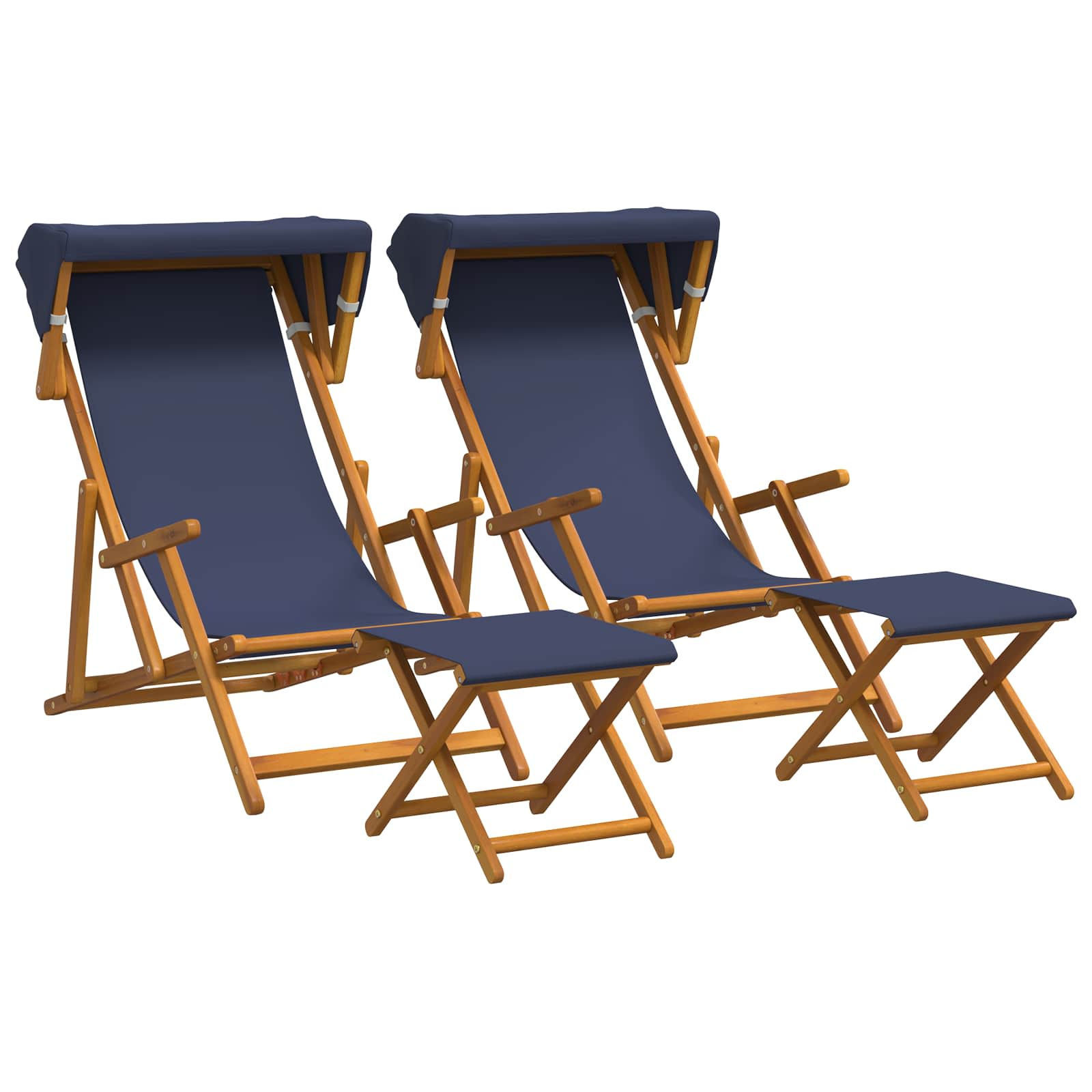 Ligstoel 4 pcs 3 Positie massief eucalyptushout Blauw