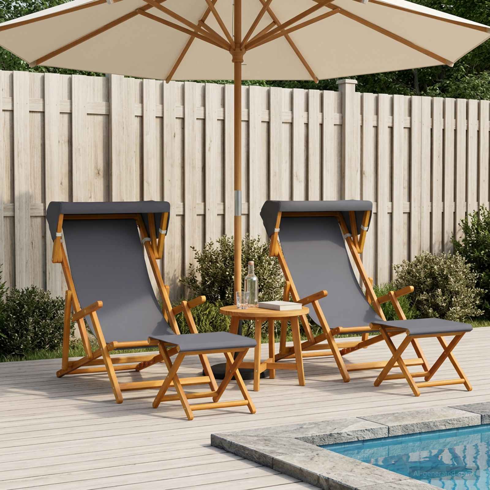 Ligstoel 4 pcs 3 Positie massief eucalyptushout Grijs