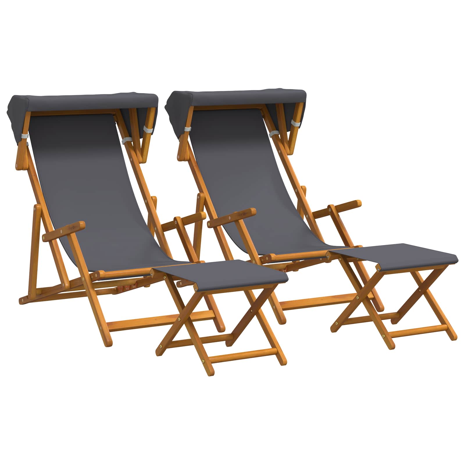 Ligstoel 4 pcs 3 Positie massief eucalyptushout Grijs