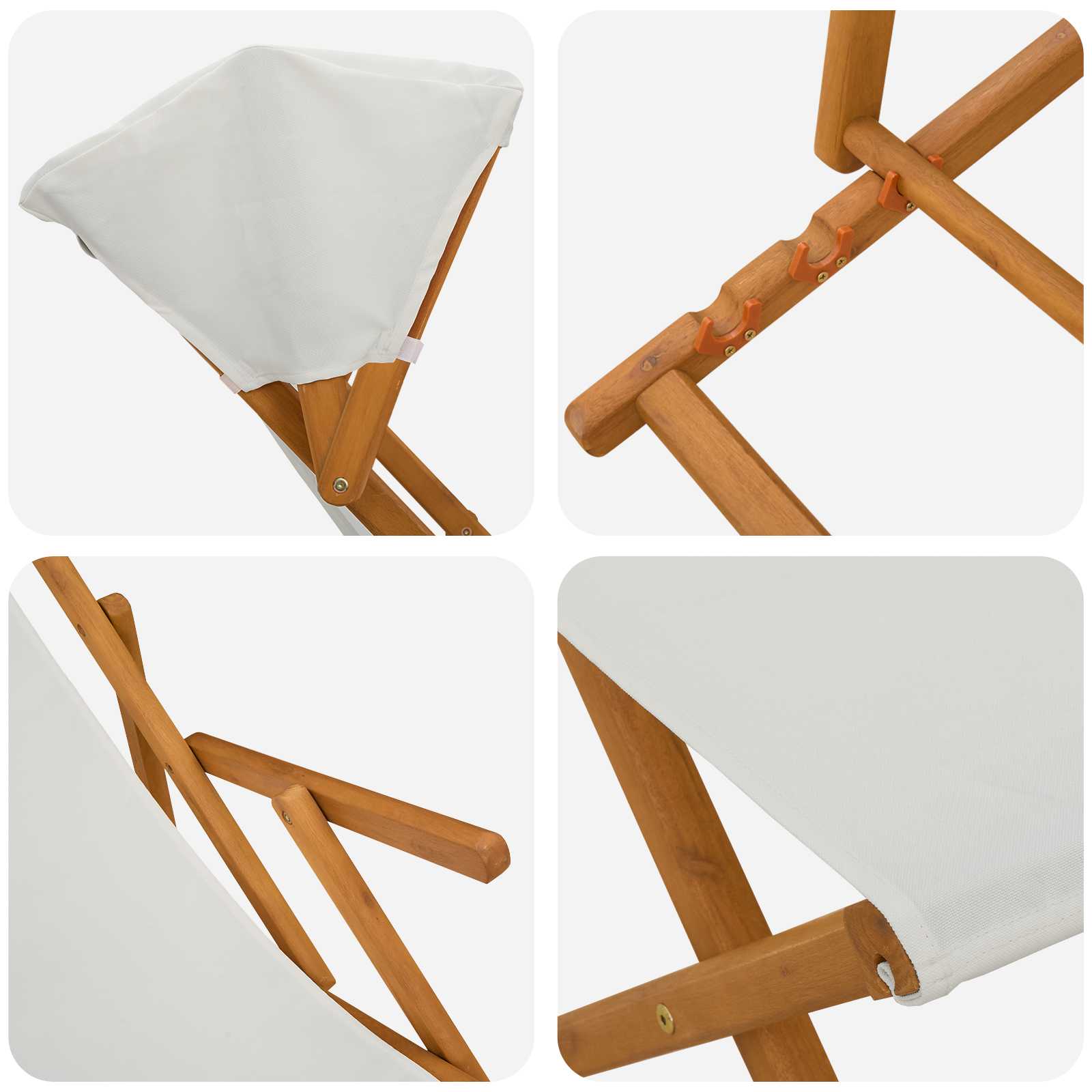 Ligstoel 4 pcs 3 Positie massief eucalyptushout Crèmekleurig