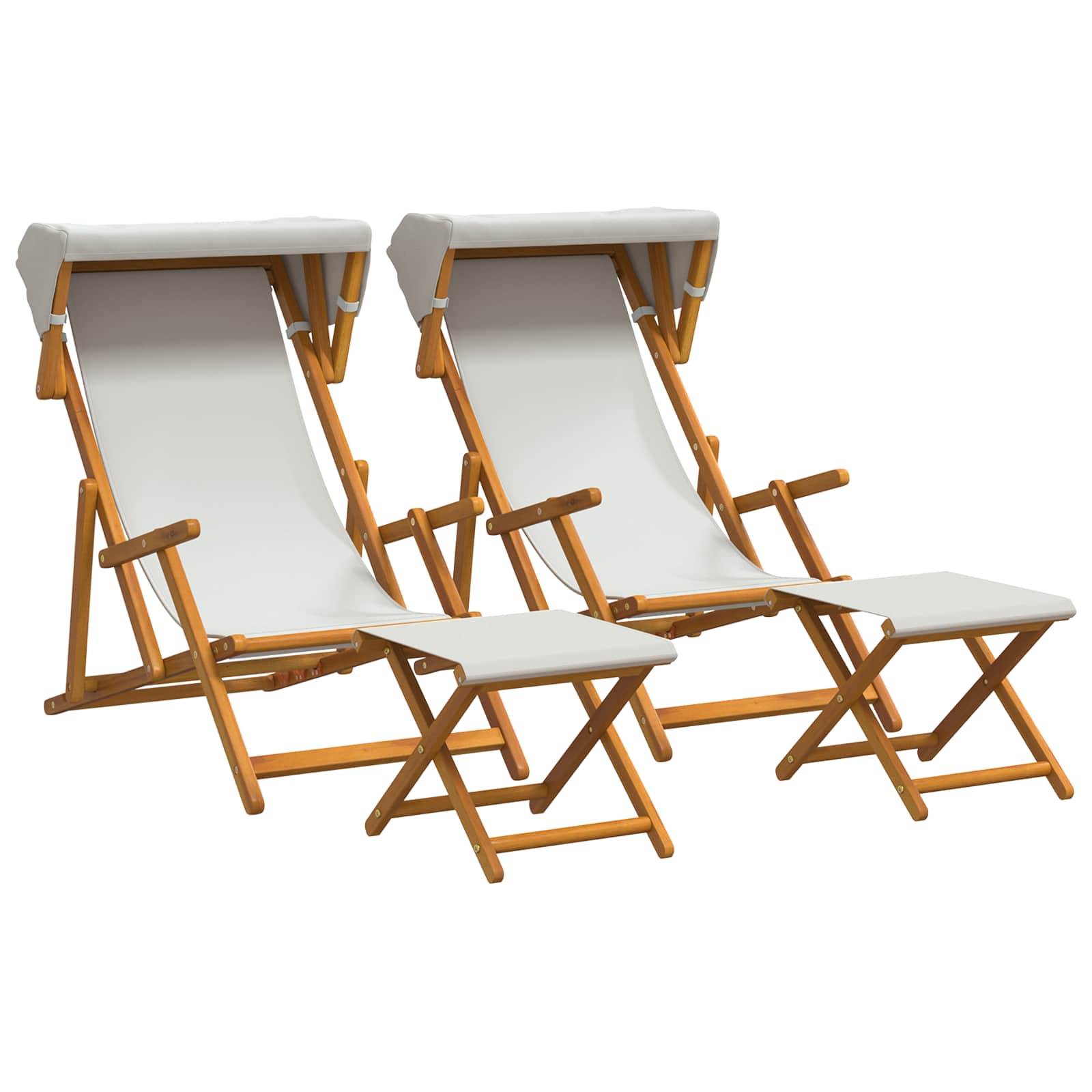 Ligstoel 4 pcs 3 Positie massief eucalyptushout Crèmekleurig
