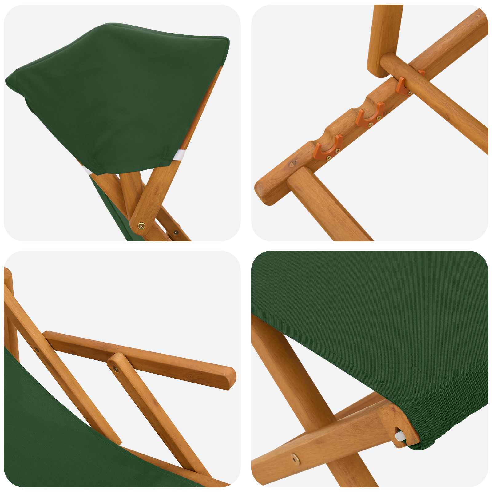 Ligstoel 4 pcs 3 Positie massief eucalyptushout Groen