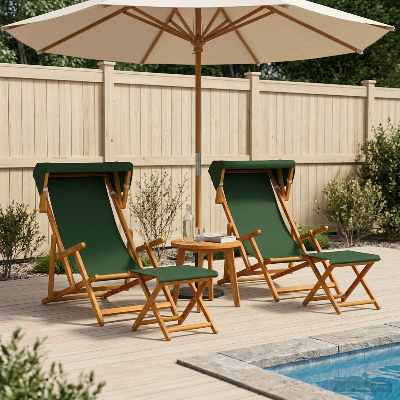 Ligstoel 4 pcs 3 Positie massief eucalyptushout Groen