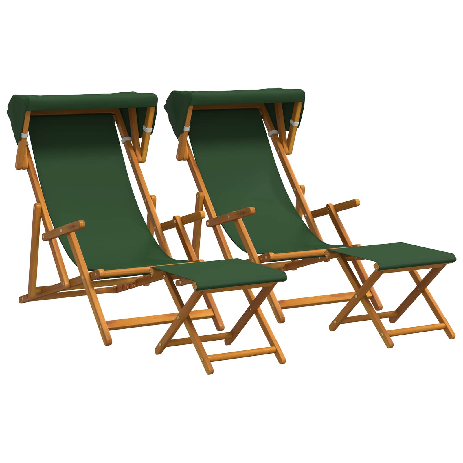 Ligstoel 4 pcs 3 Positie massief eucalyptushout Groen
