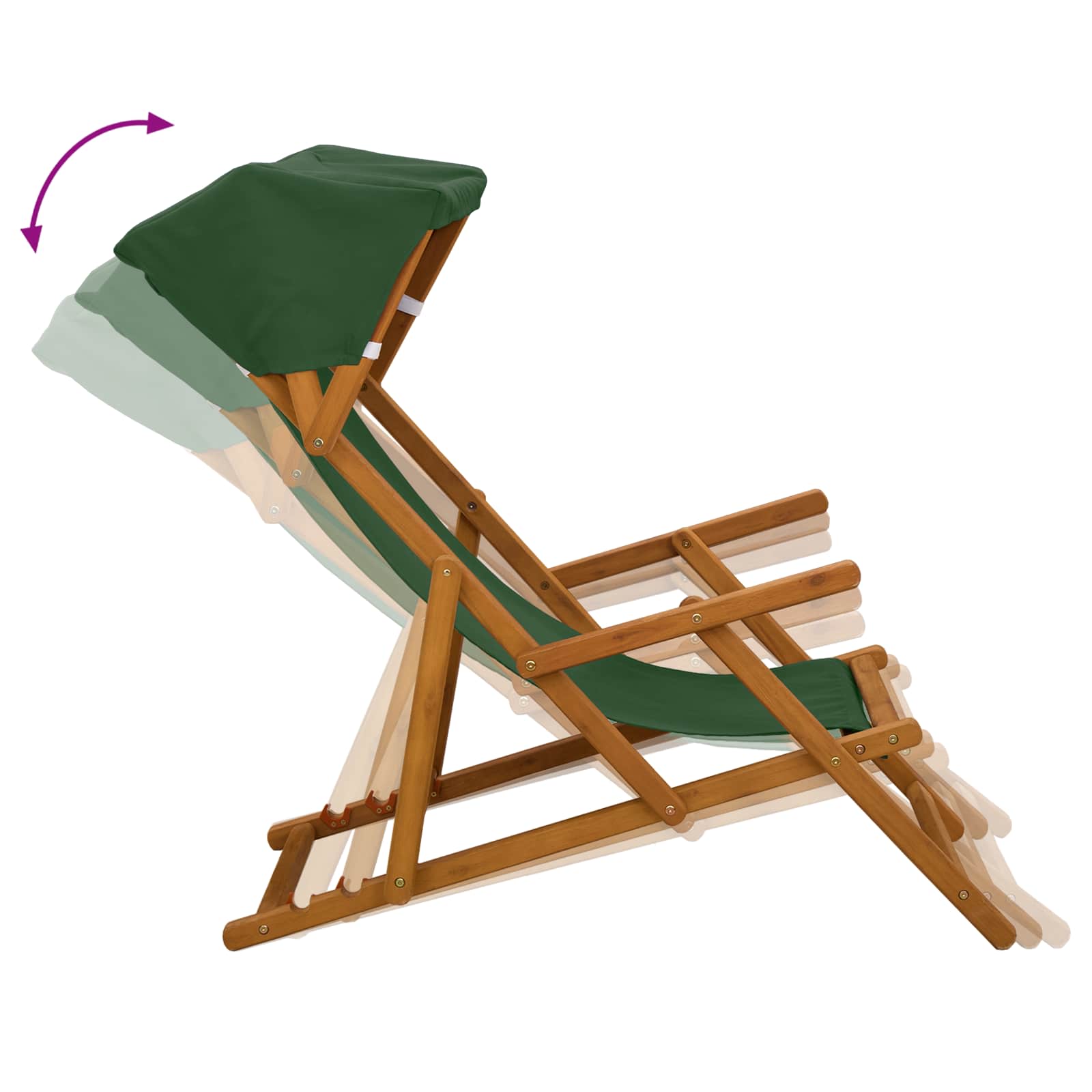 Ligstoel 4 pcs 3 Positie massief eucalyptushout Groen