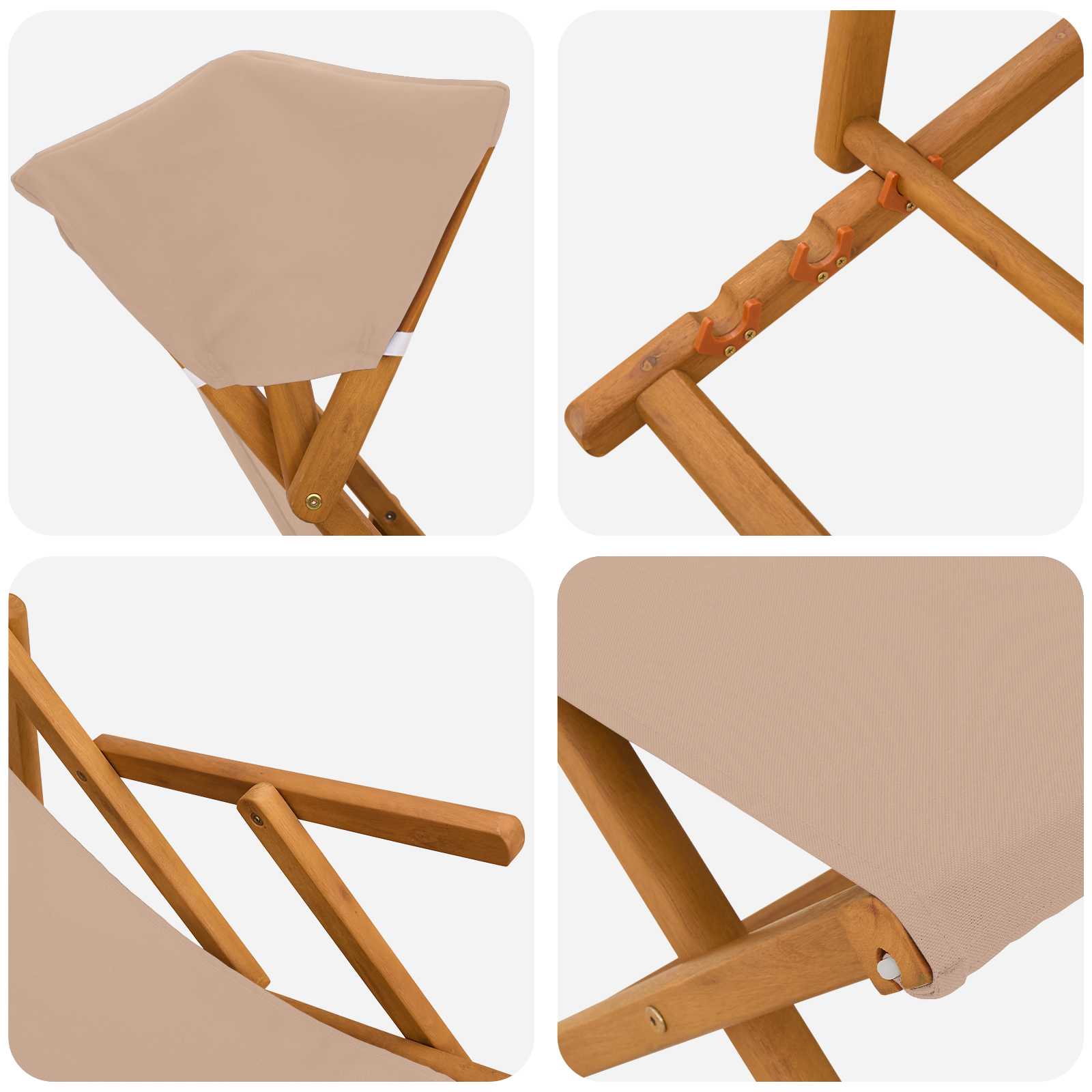Ligstoel 4 st 3 Positie massief eucalyptushout Taupe