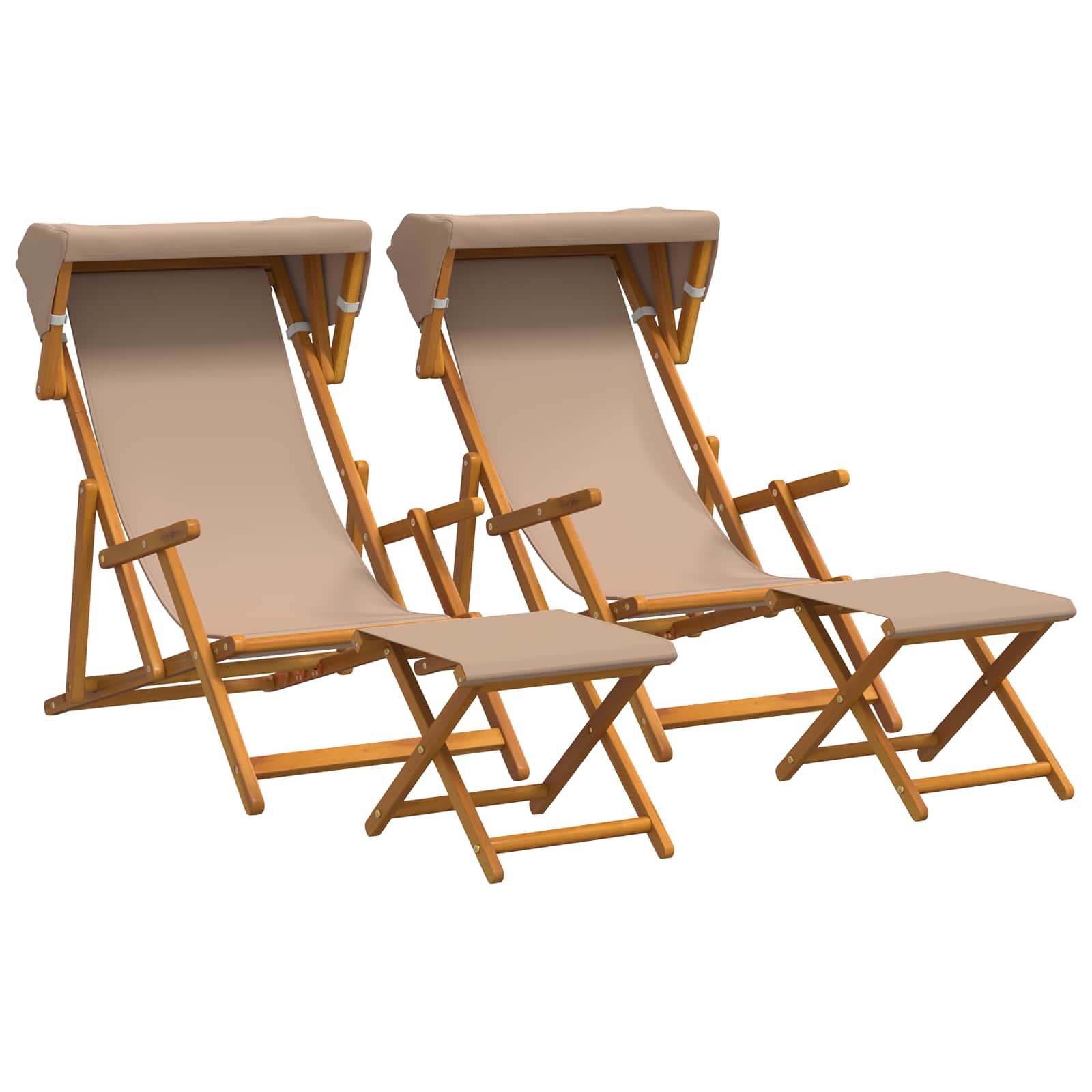 Ligstoel 4 st 3 Positie massief eucalyptushout Taupe
