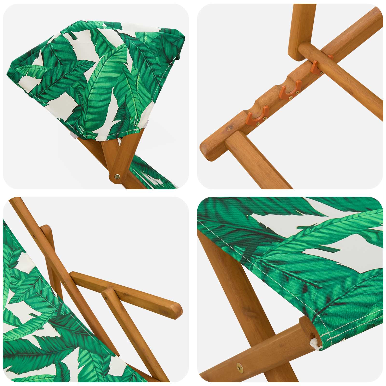 Ligstoel 4 pcs 3 Positie massief eucalyptushout Bladpatroon