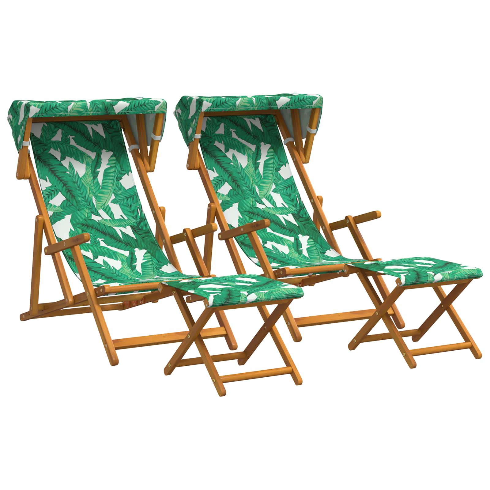 Ligstoel 4 pcs 3 Positie massief eucalyptushout Bladpatroon