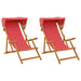 Ligstoel 2 pcs 3 Positie massief eucalyptushout Rood