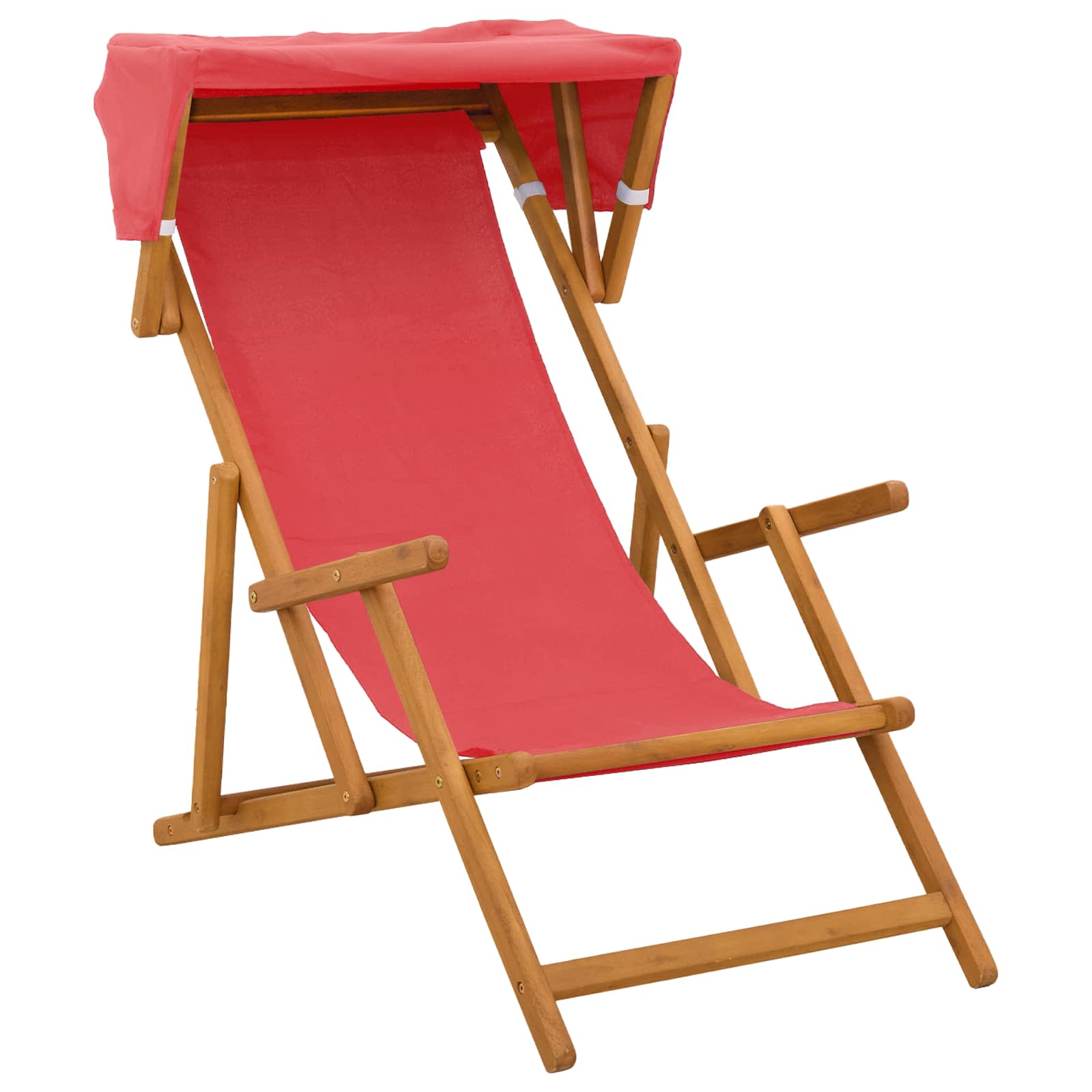 Ligstoel 2 pcs 3 Positie massief eucalyptushout Rood