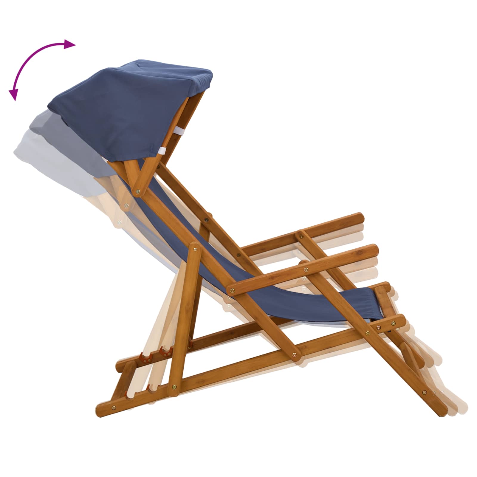 Ligstoel 2 pcs 3 Positie massief eucalyptushout Blauw