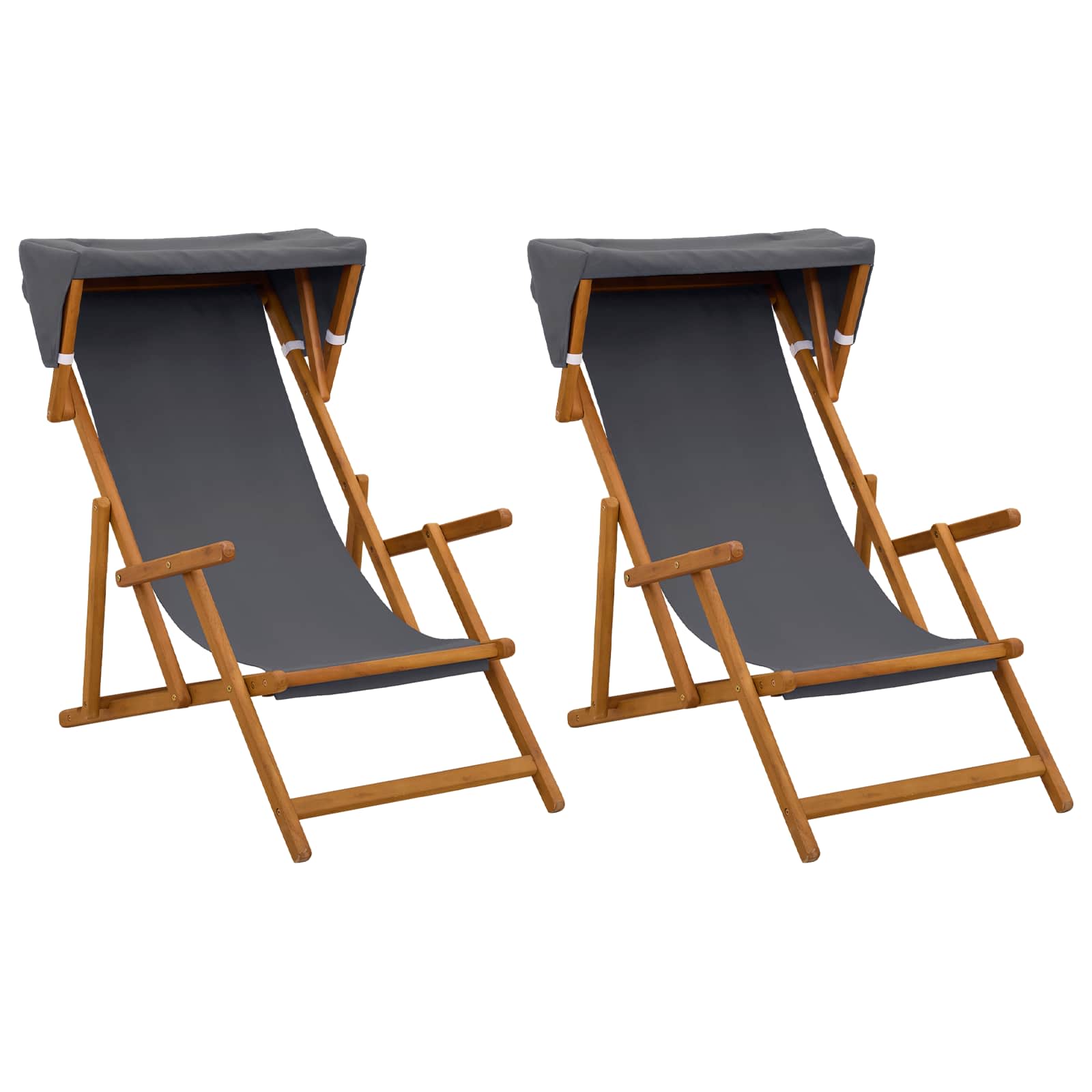 Ligstoel 2 pcs 3 Positie massief eucalyptushout Grijs