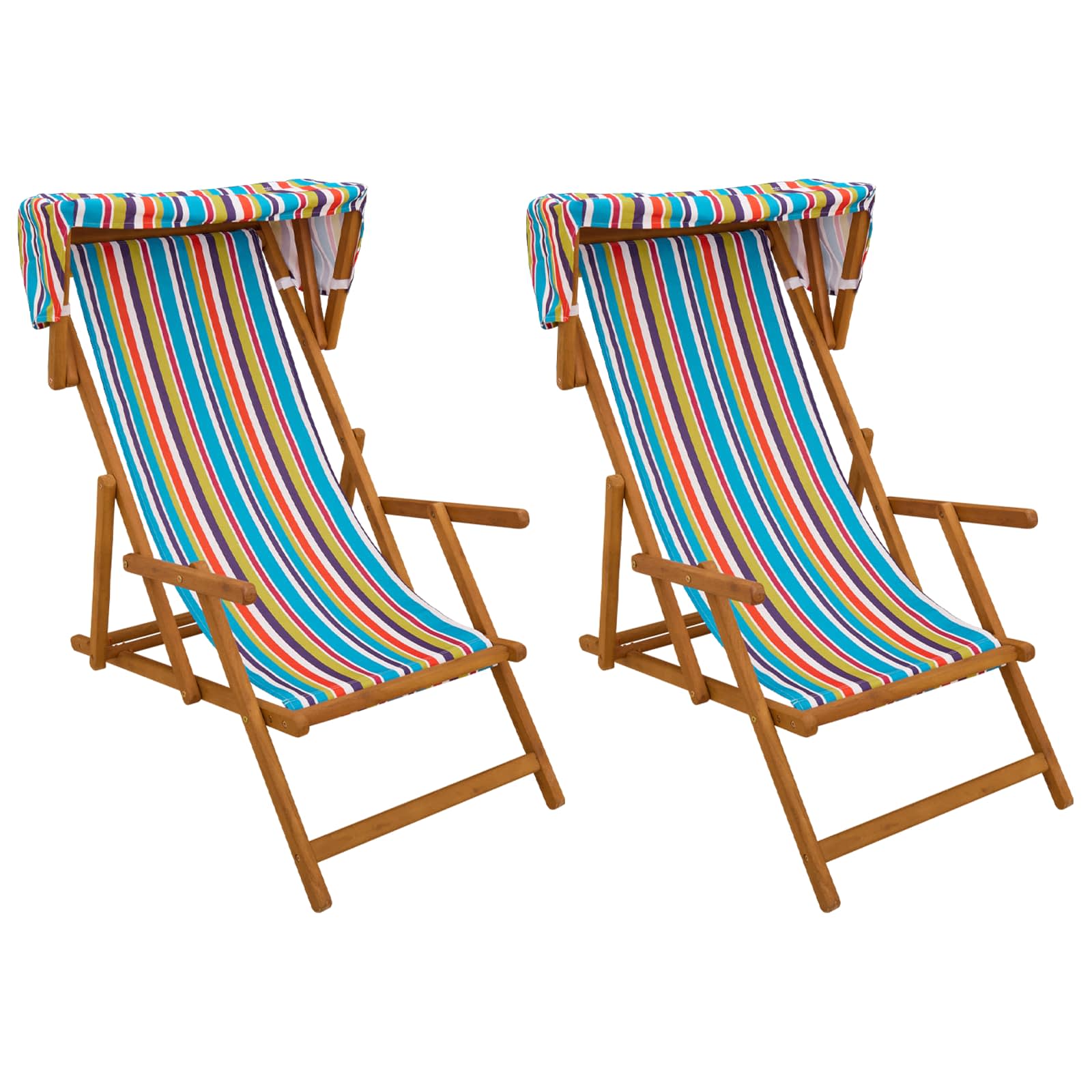 Ligstoel 2 pcs 3 Positie massief eucalyptushout Meerkleurig
