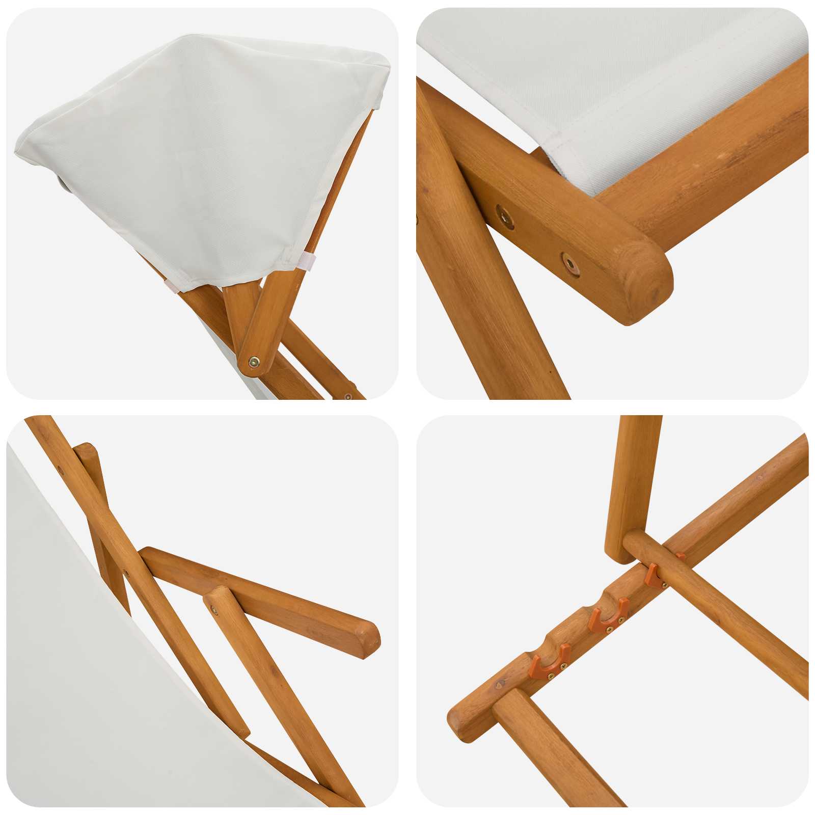 Ligstoel 2 pcs 3 Positie massief eucalyptushout Crèmekleurig