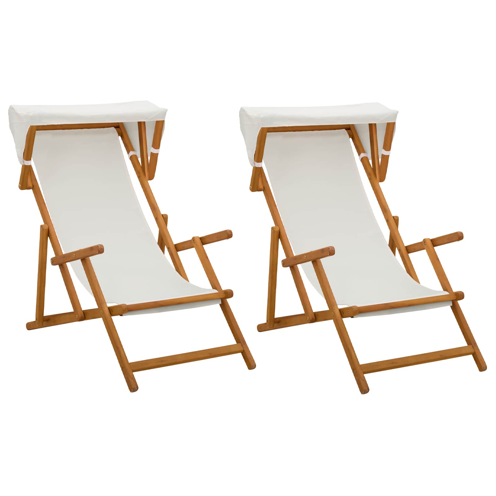 Ligstoel 2 pcs 3 Positie massief eucalyptushout Crèmekleurig