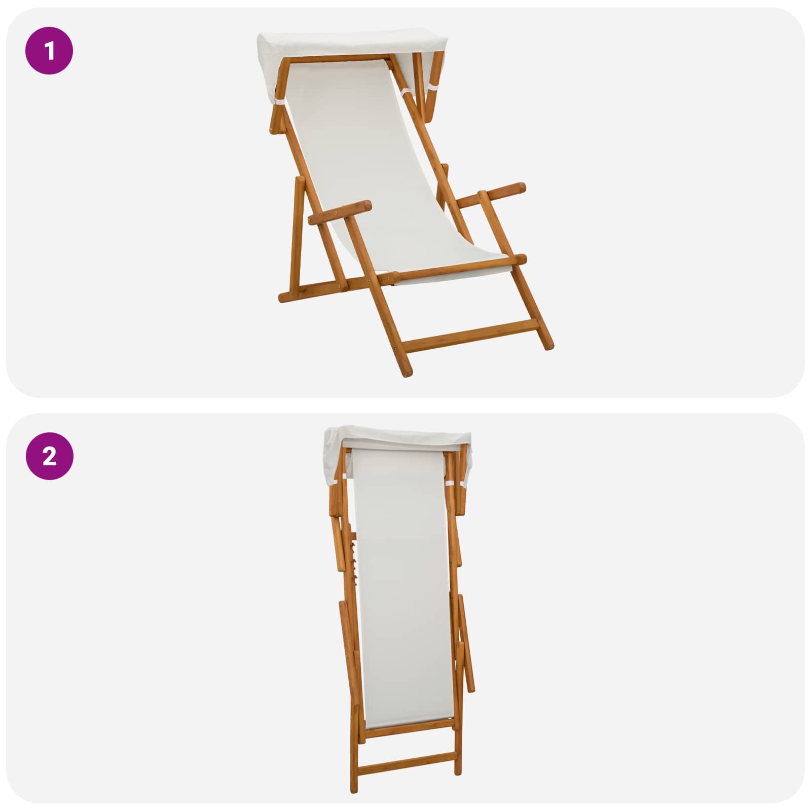 Ligstoel 2 pcs 3 Positie massief eucalyptushout Crèmekleurig