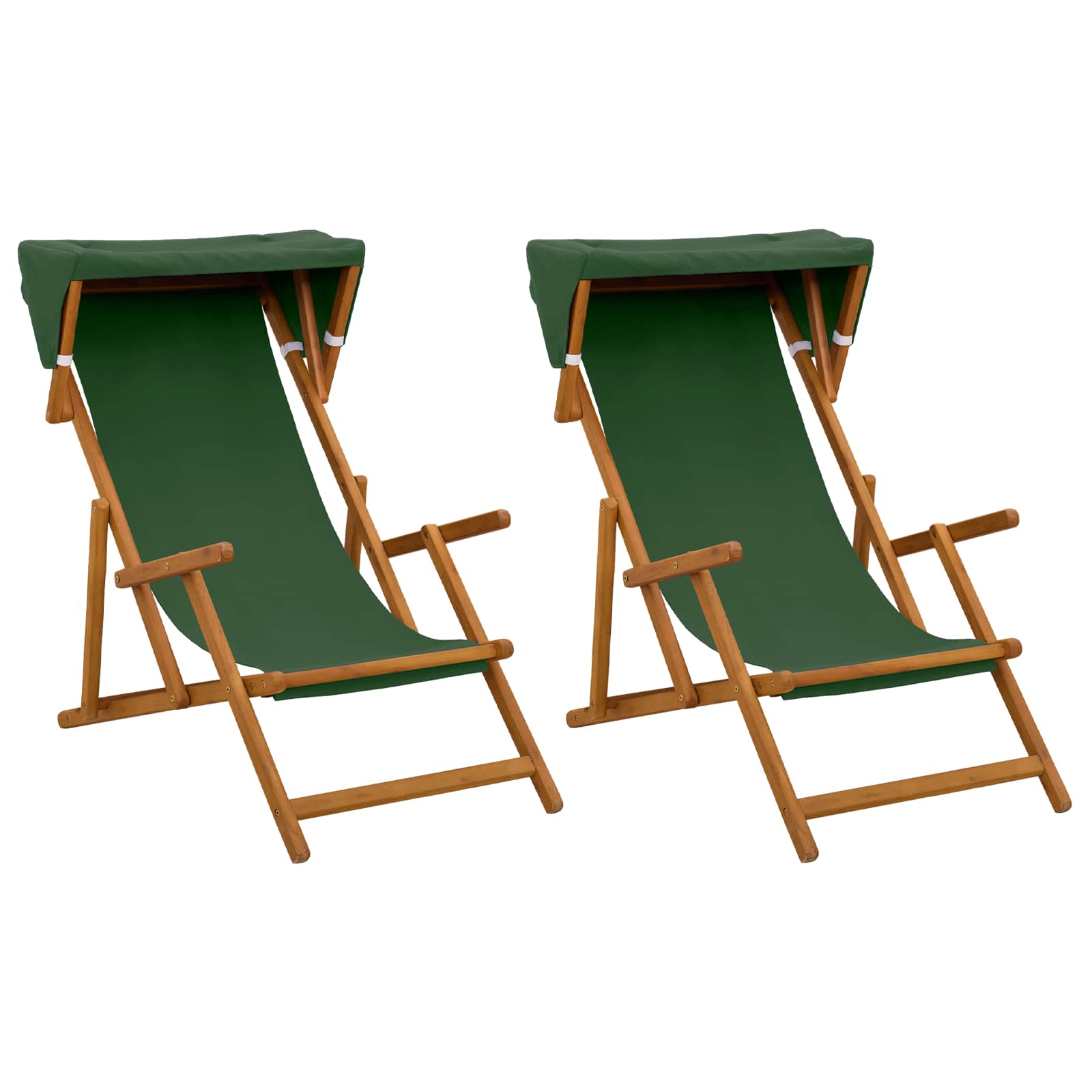 Ligstoel 2 pcs 3 Positie massief eucalyptushout Groen