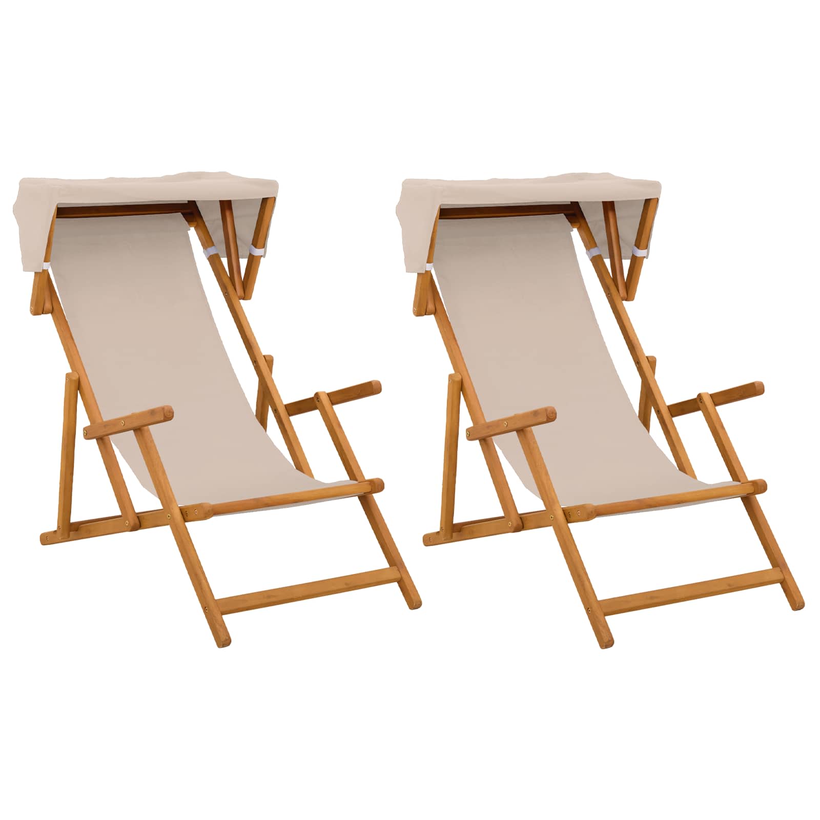 Ligstoel 2 pcs 3 Positie massief eucalyptushout Beige
