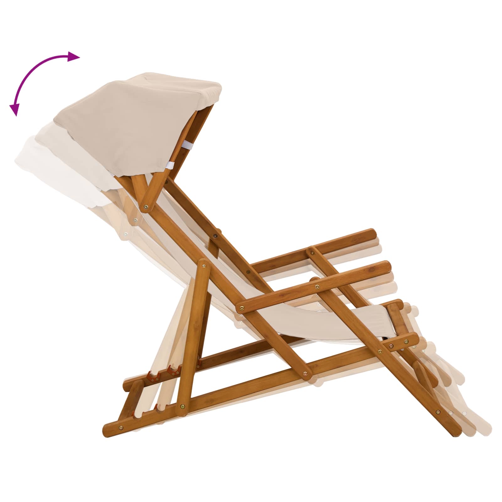 Ligstoel 2 pcs 3 Positie massief eucalyptushout Beige