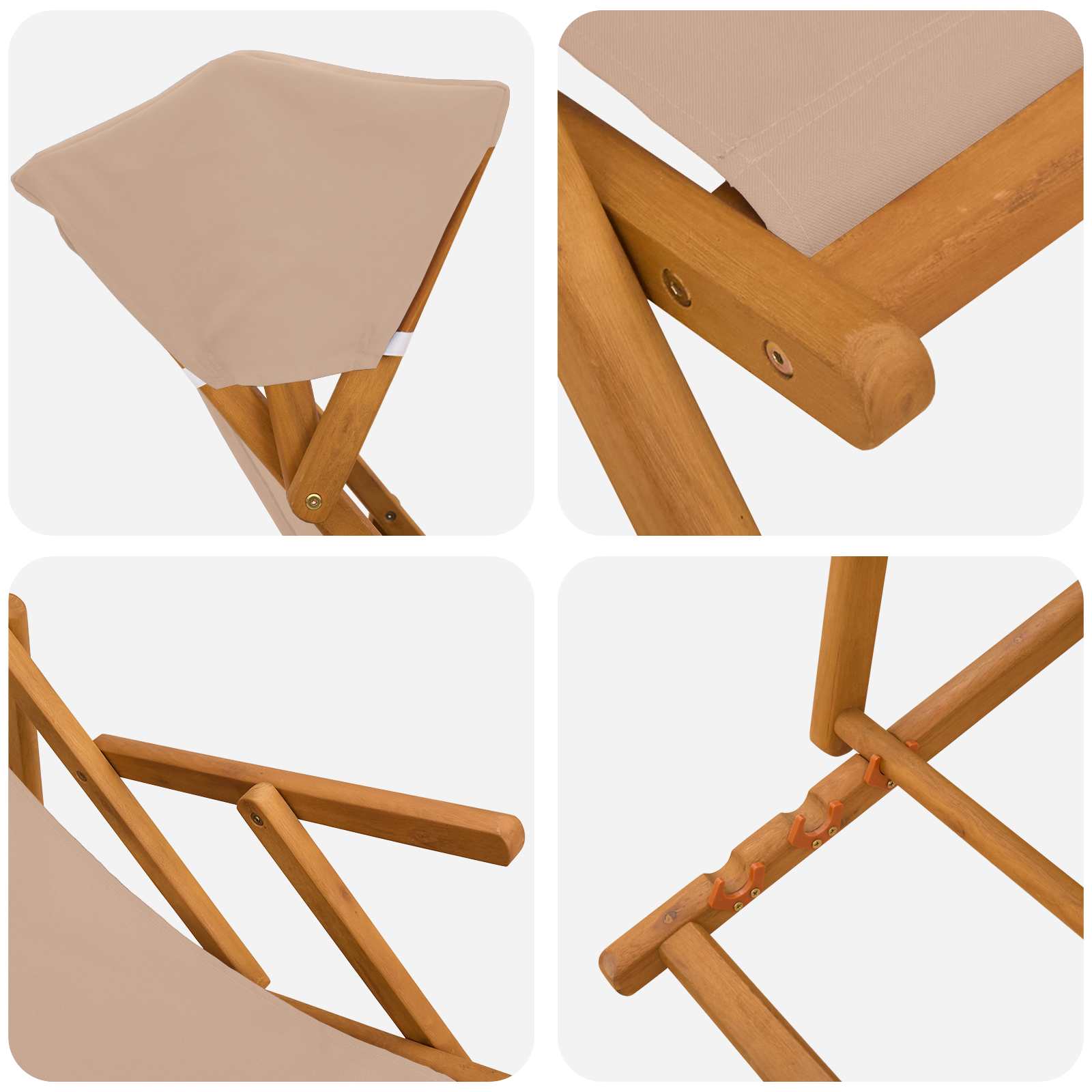 Ligstoel 2 st 3 Positie massief eucalyptushout Taupe