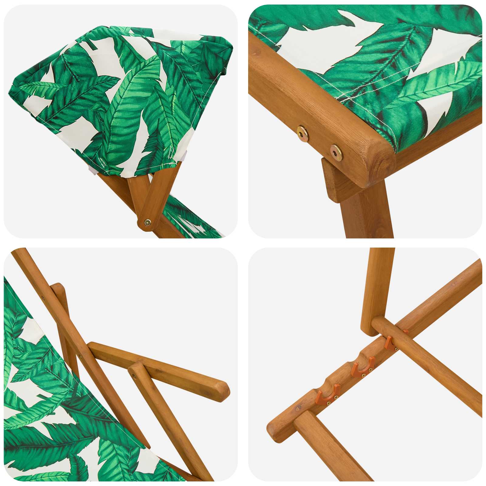 Ligstoel 2 pcs 3 Positie massief eucalyptushout Bladpatroon