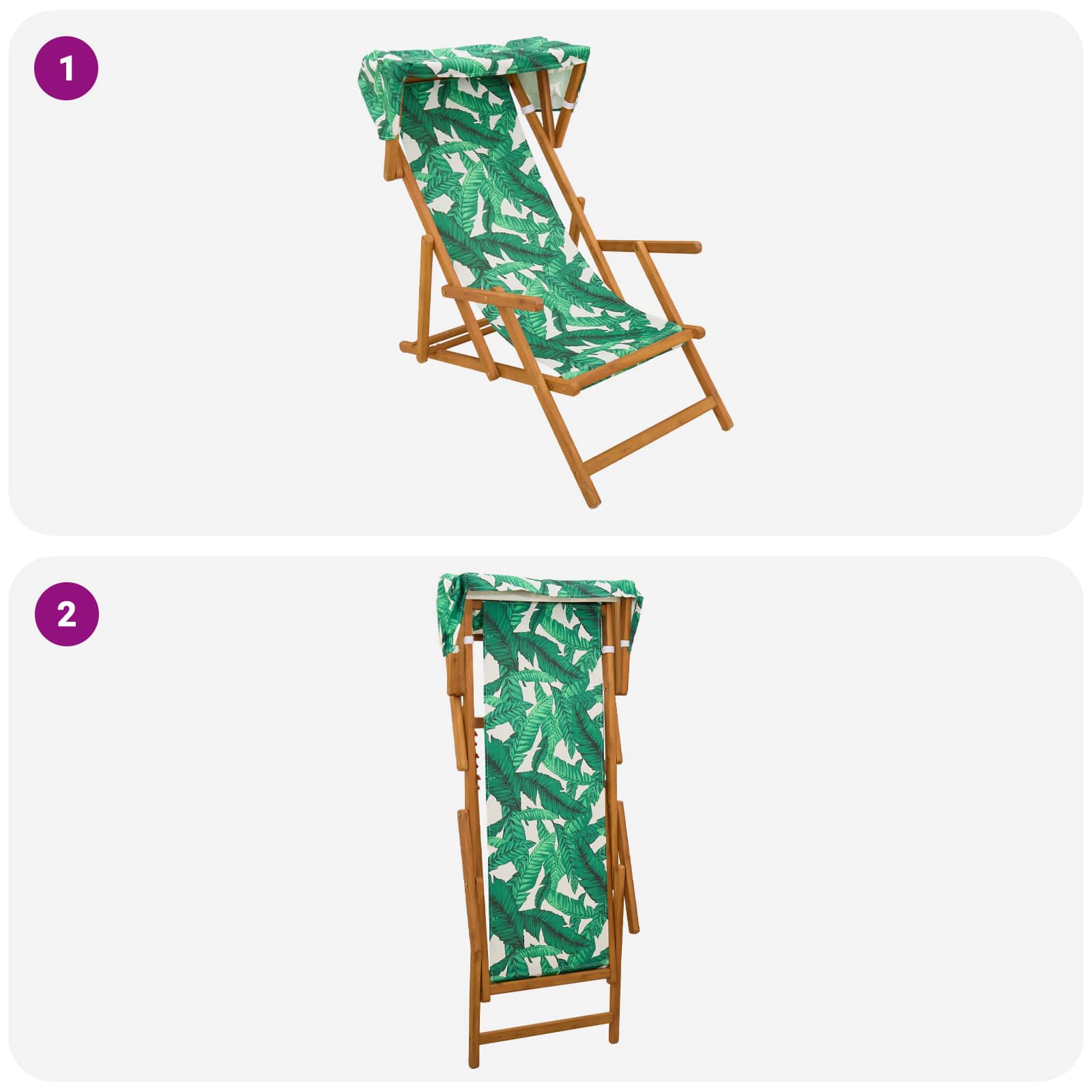Ligstoel 2 pcs 3 Positie massief eucalyptushout Bladpatroon