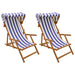 Ligstoel 2 pcs 3 Positie massief eucalyptushout Blauw en Wit