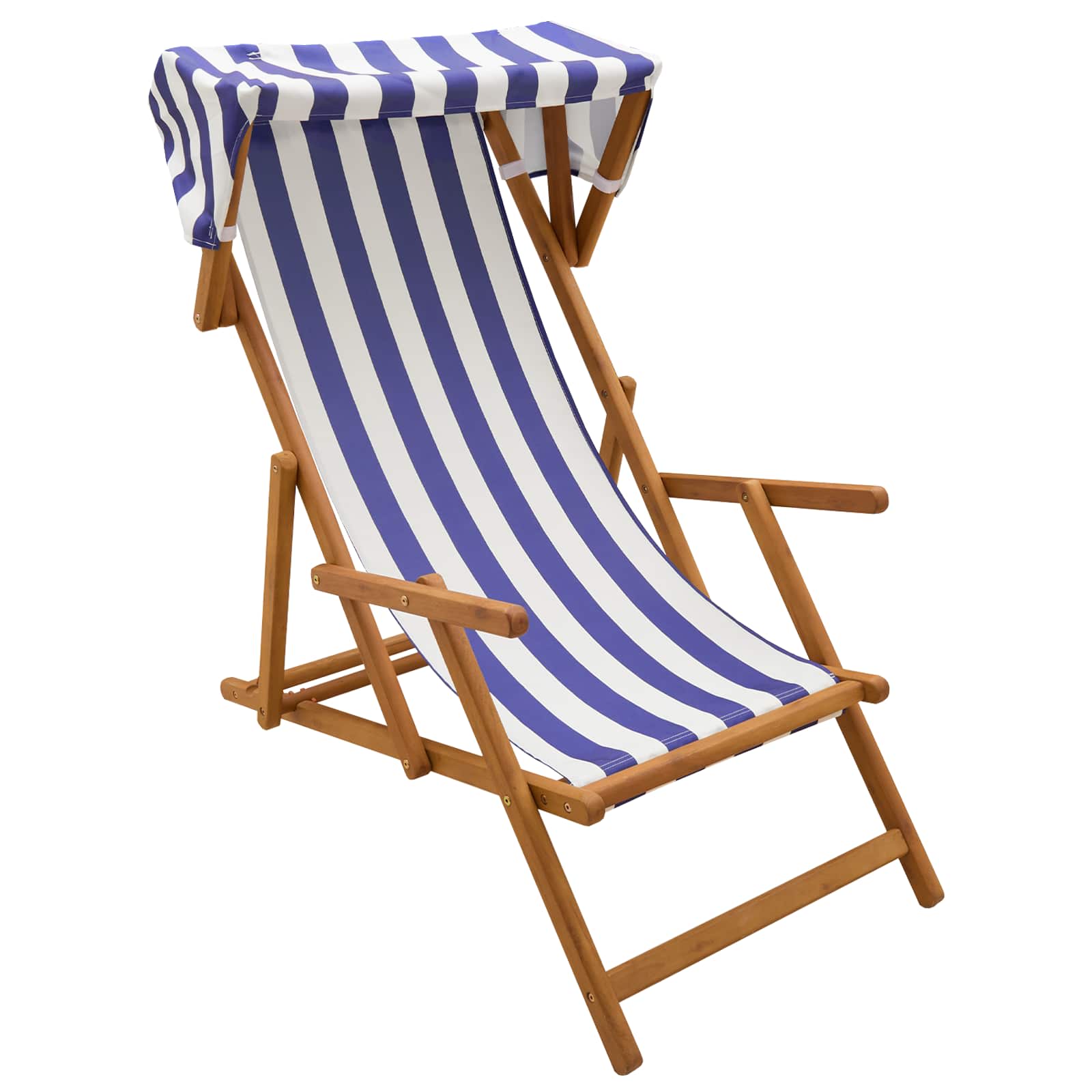 Ligstoel 2 pcs 3 Positie massief eucalyptushout Blauw en Wit
