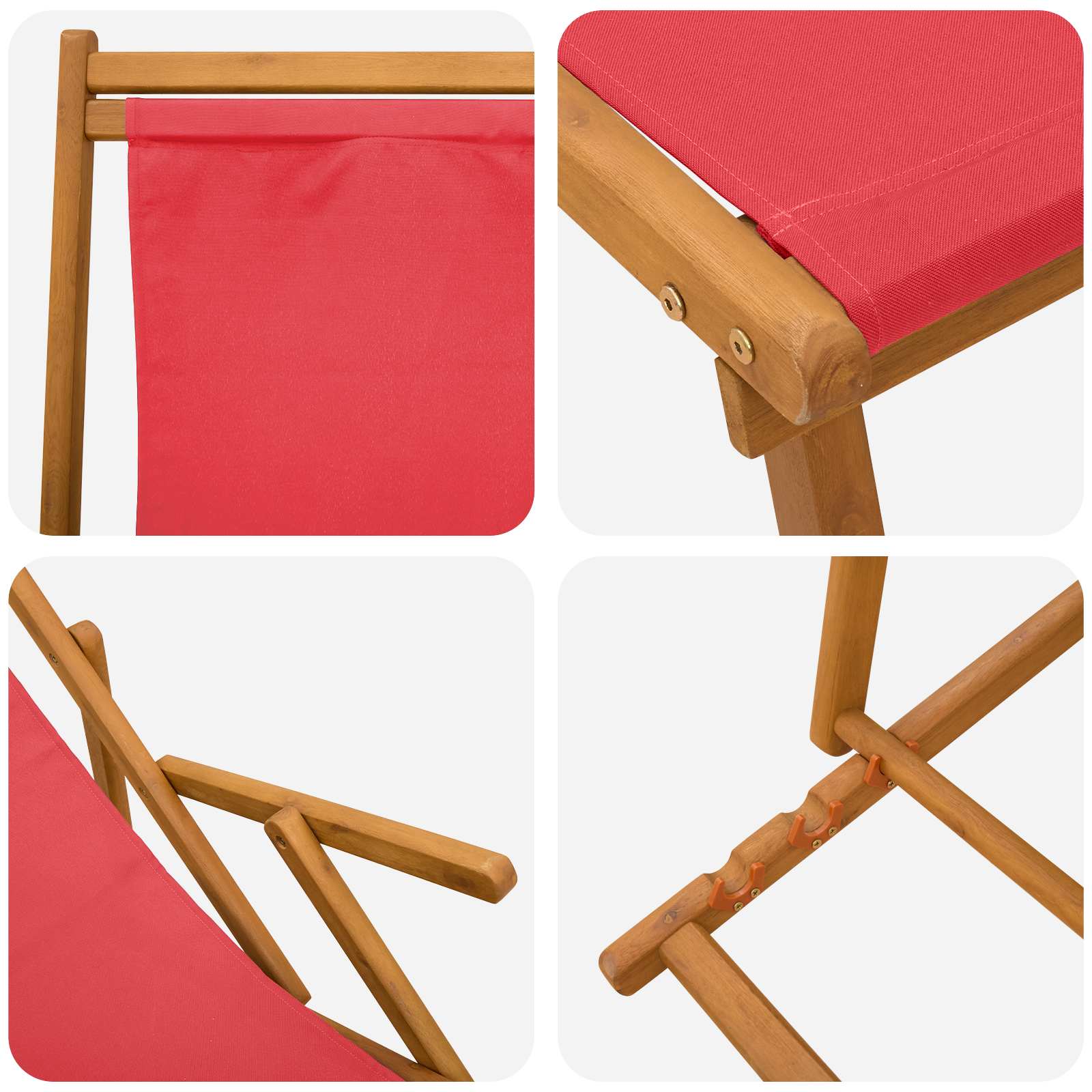 Opvouwbare zonnebed 2 pcs 3 Positie Massief Eucalyptus Hout