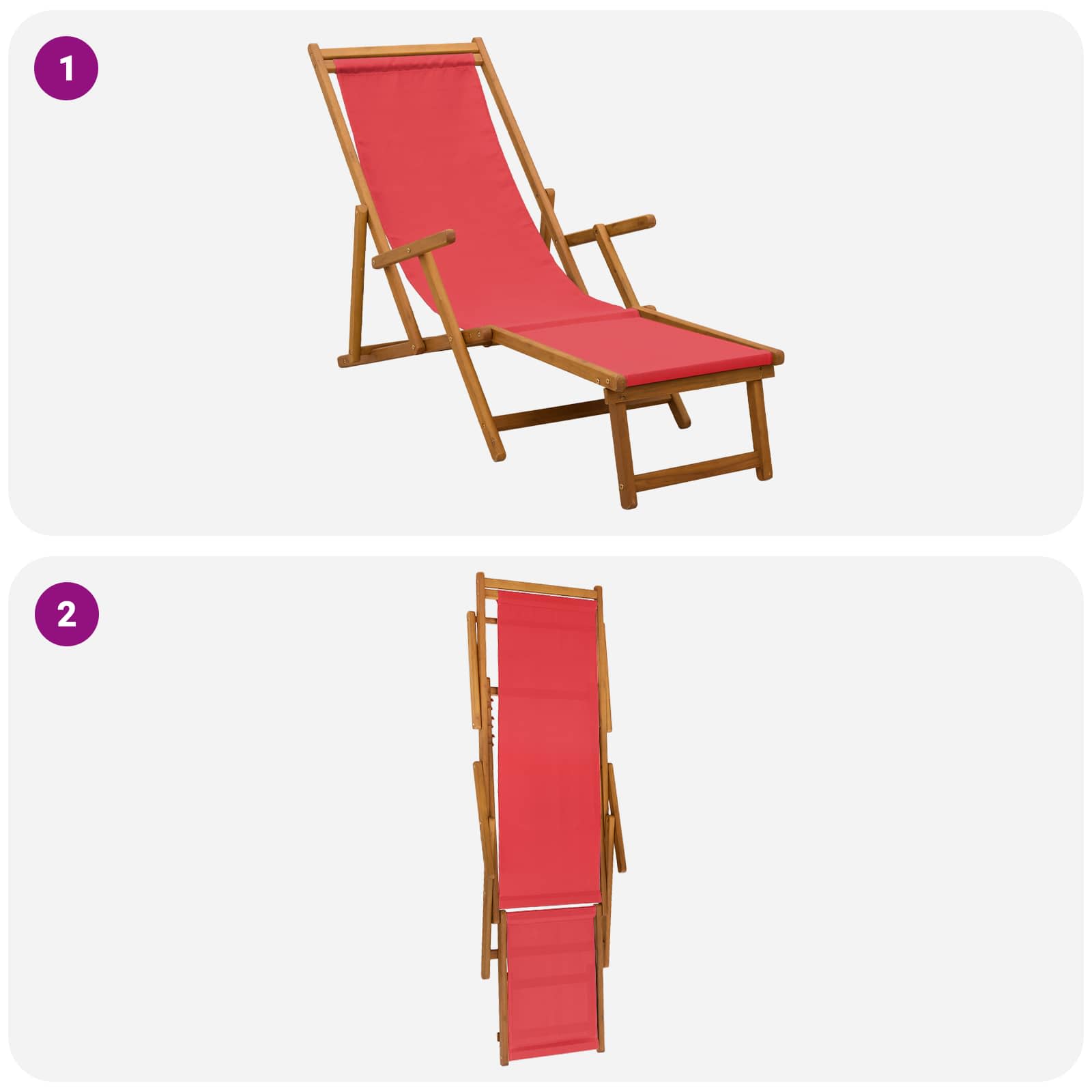 Opvouwbare zonnebed 2 pcs 3 Positie Massief Eucalyptus Hout