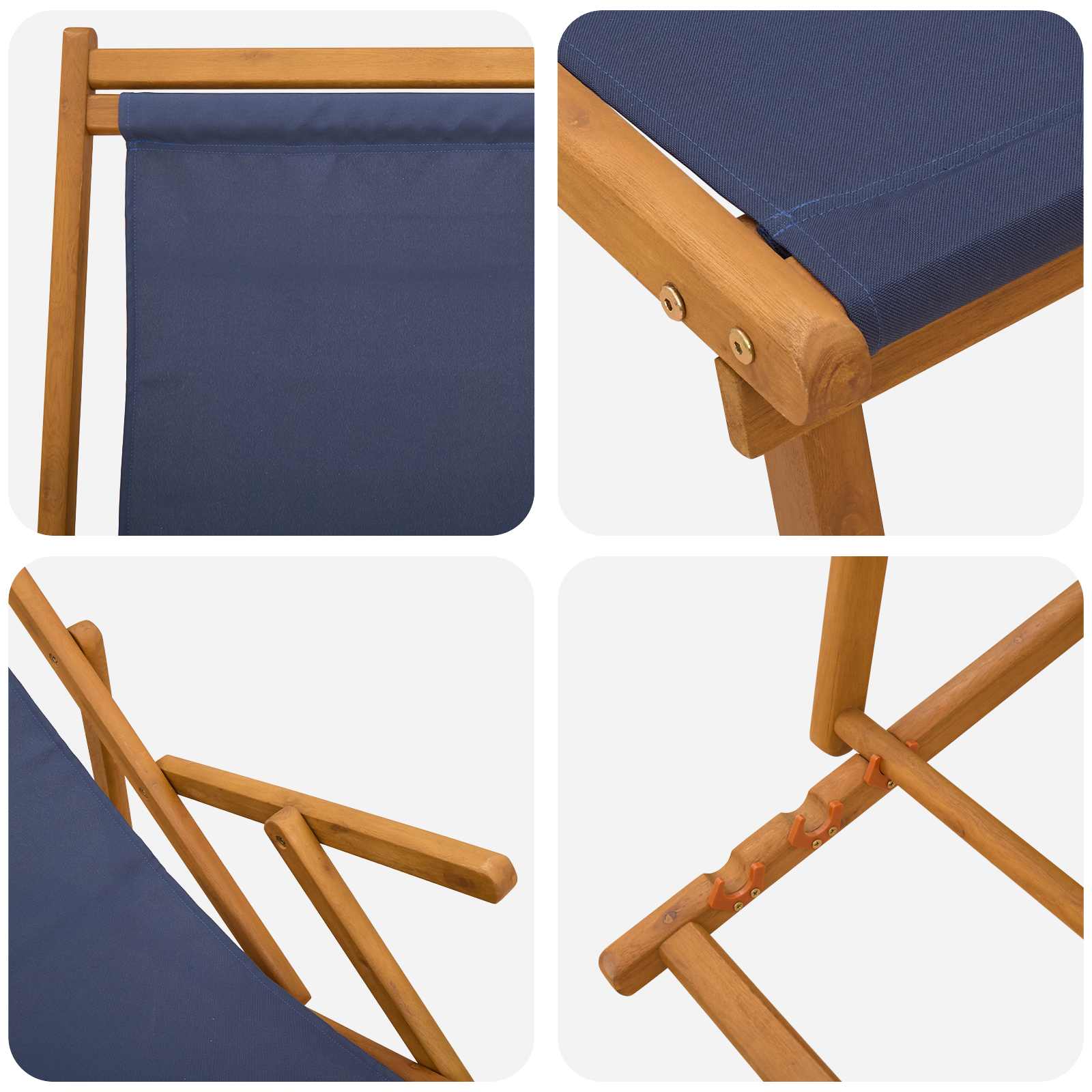 Opvouwbare zonnebed 2 pcs 3 Positie Massief Eucalyptus Hout