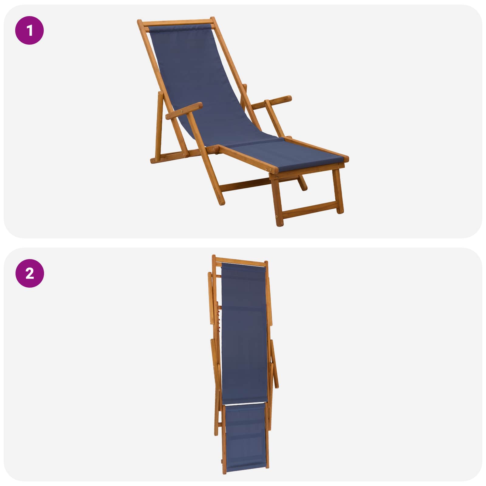 Opvouwbare zonnebed 2 pcs 3 Positie Massief Eucalyptus Hout