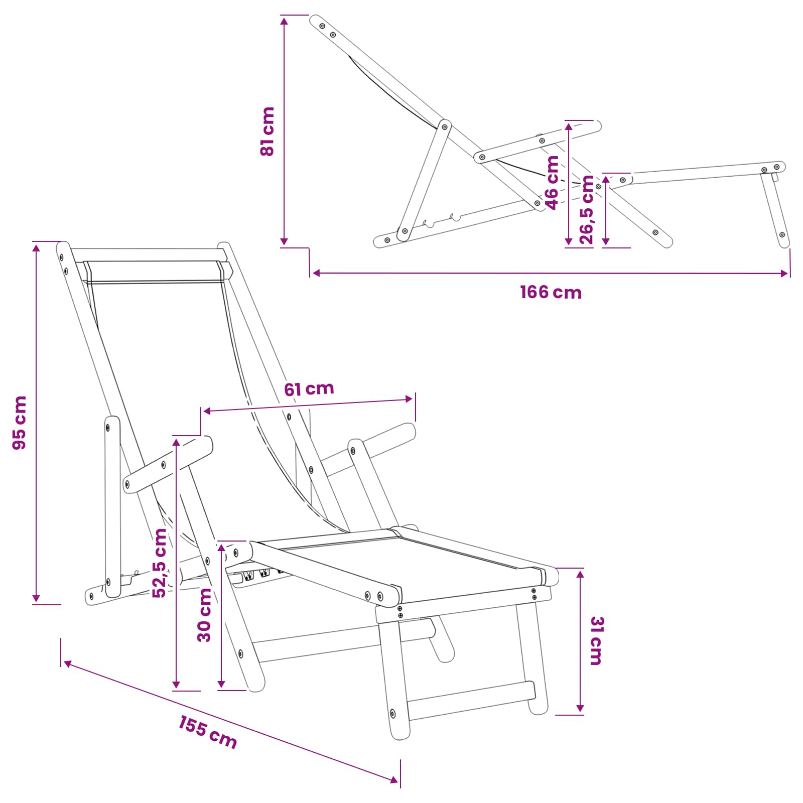 Opvouwbare zonnebed 2 pcs 3 Positie Massief Eucalyptus Hout
