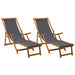 Opvouwbare zonnebed 2 pcs 3 Positie Massief Eucalyptus Hout