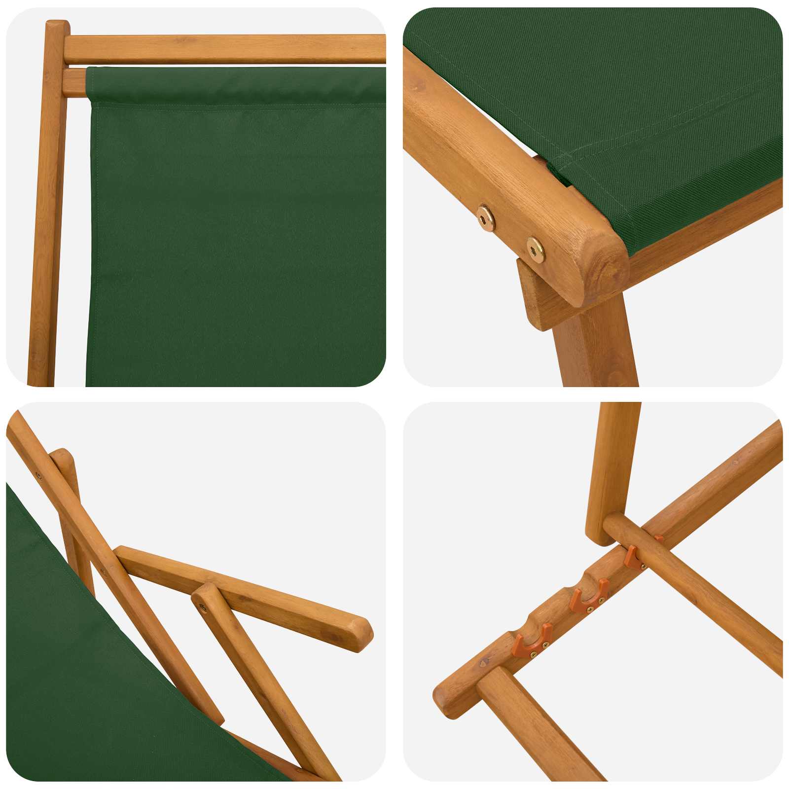 Opvouwbare zonnebed 2 pcs 3 Positie Massief Eucalyptus Hout