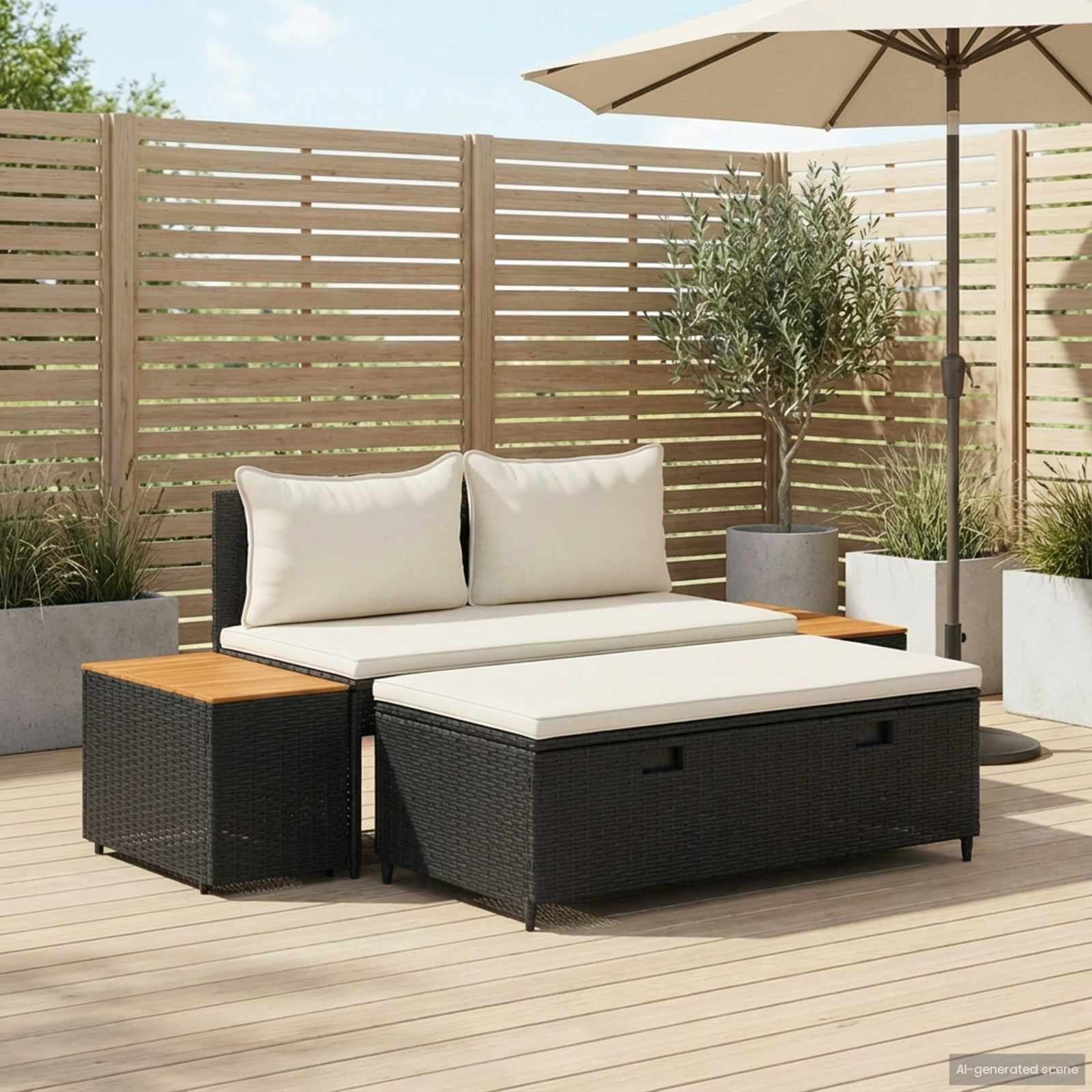 Buiten bankenset 4 -Seater 4 st 55 x 30 x 39 cm Rechthoekig
