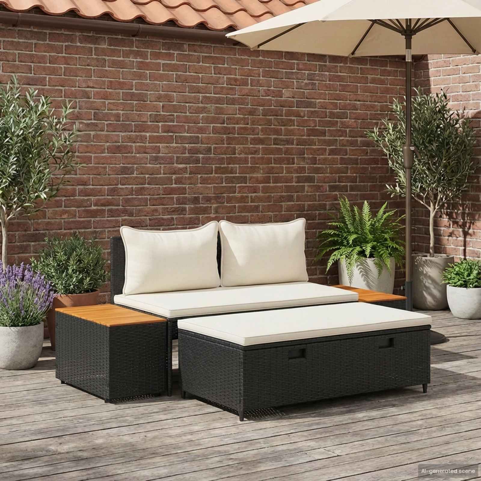 Buiten bankenset 4 -Seater 4 st 55 x 30 x 39 cm Rechthoekig