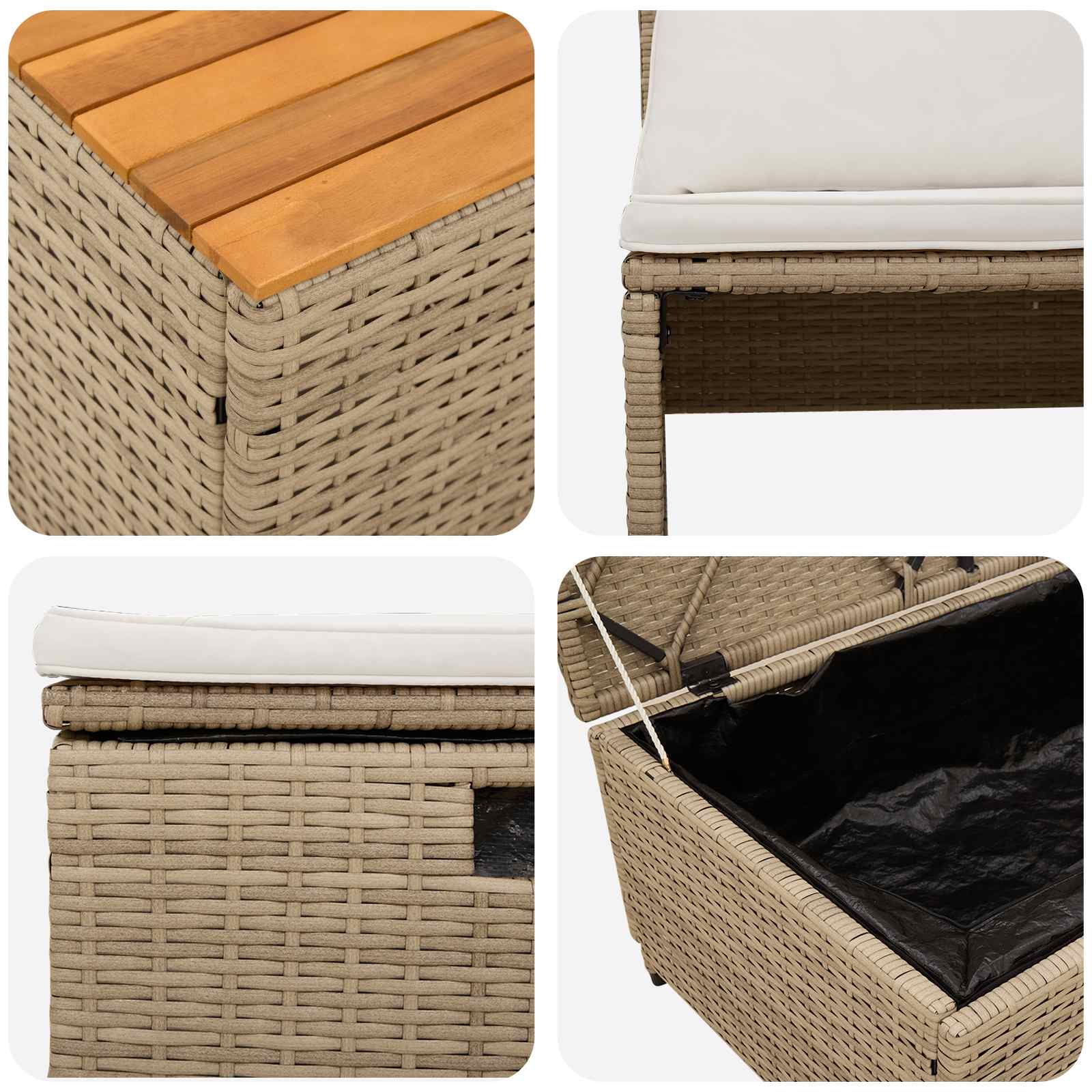 Buiten bankenset 4 -Seater 4 st 55 x 30 x 39 cm Rechthoekig