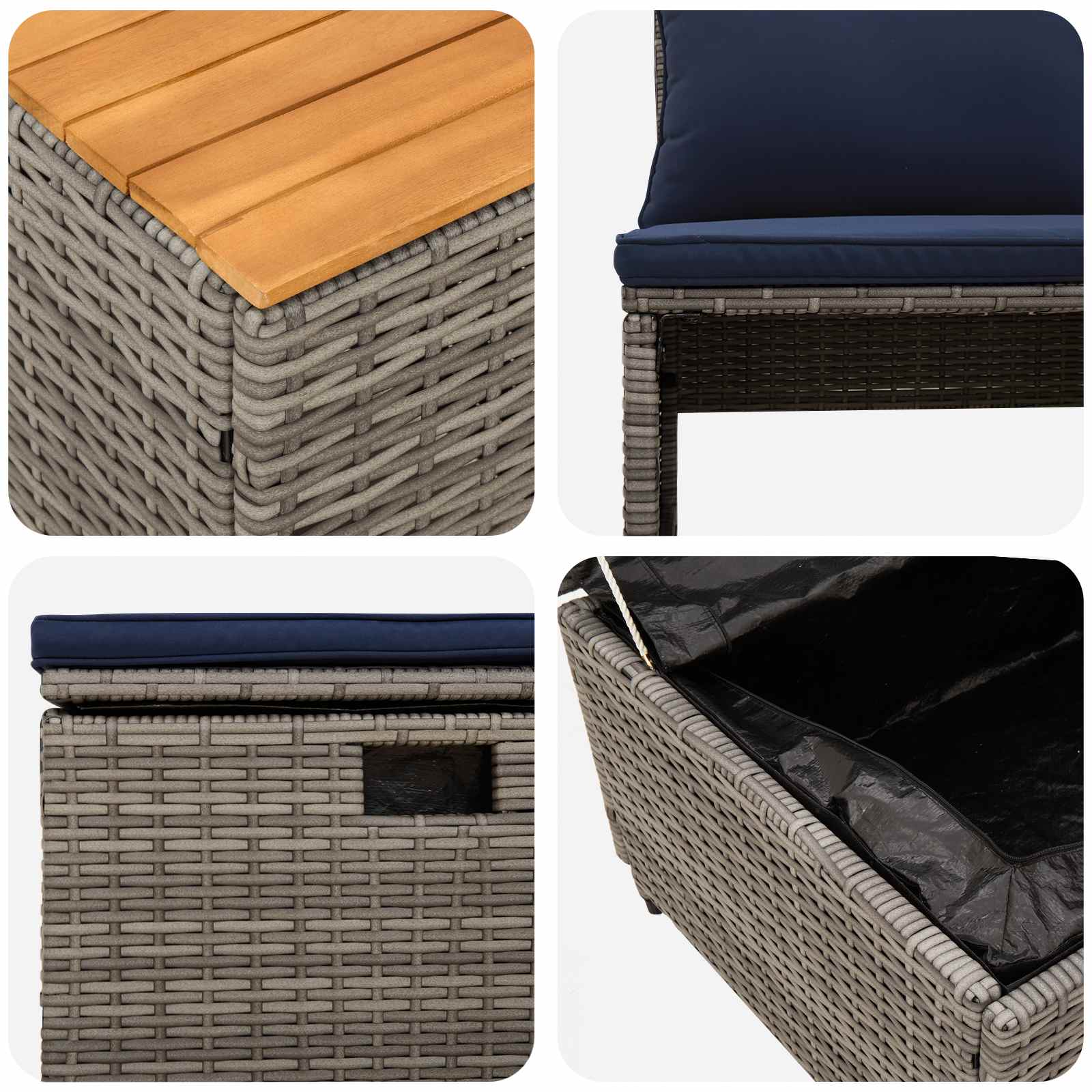 Buiten bankenset 4 -Seater 4 st 55 x 30 x 39 cm Rechthoekig