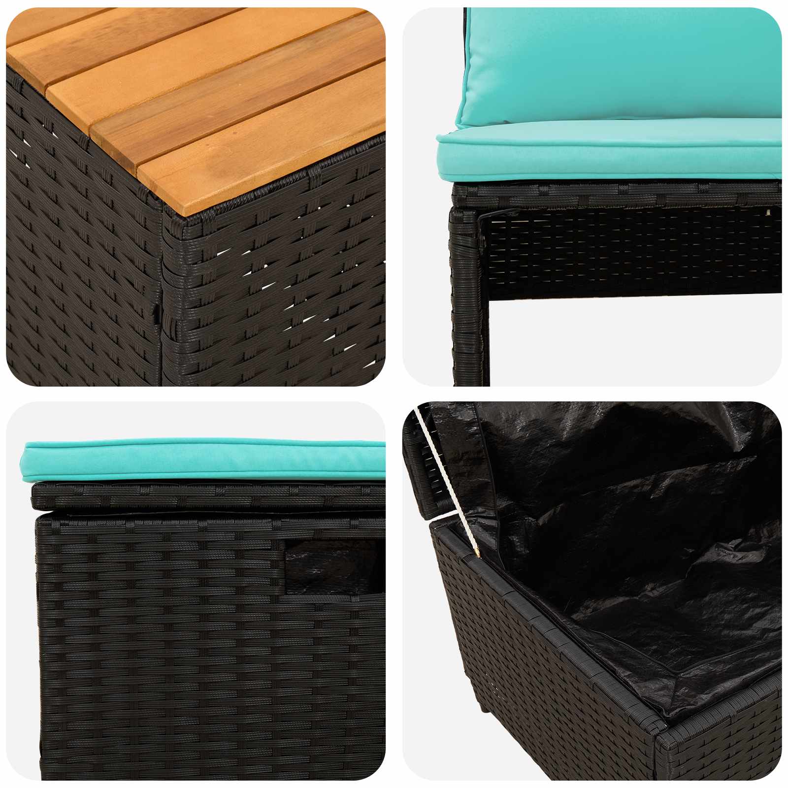 Buiten bankenset 4 -Seater 4 st 55 x 30 x 39 cm Rechthoekig