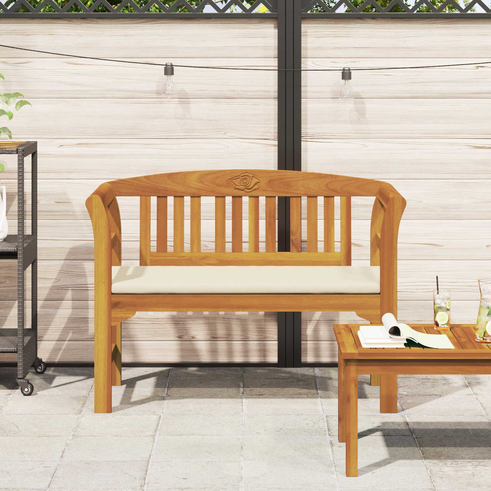 Rozenbank Crème Wit 114 x 46 x 82,5 cm Massief Acaciahout