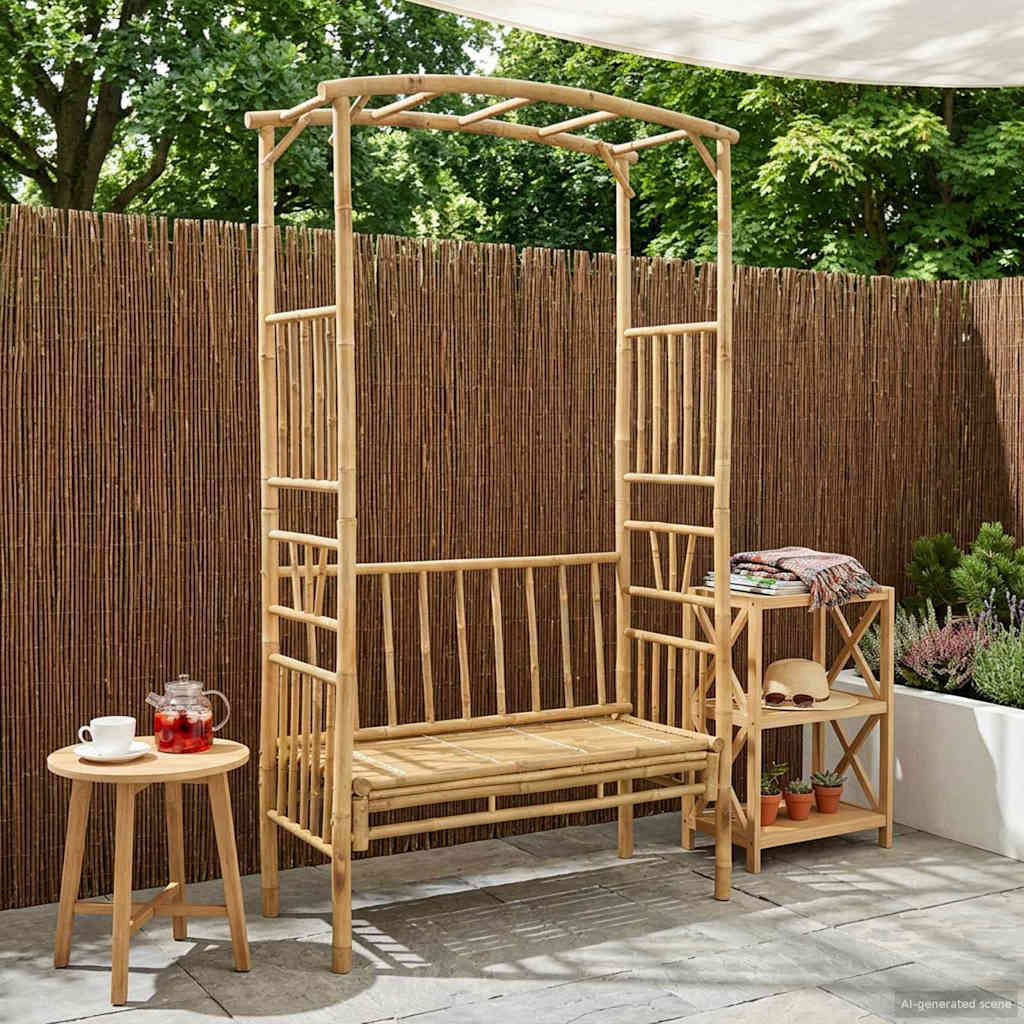 Tuinboog met Bank 115 x 50 x 205 cm Bamboe