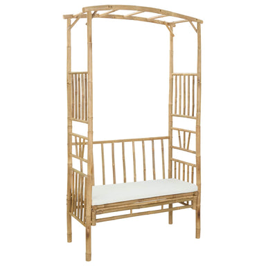 Tuinboog met Bank Crèmewit 115 x 50 x 205 cm Bamboe